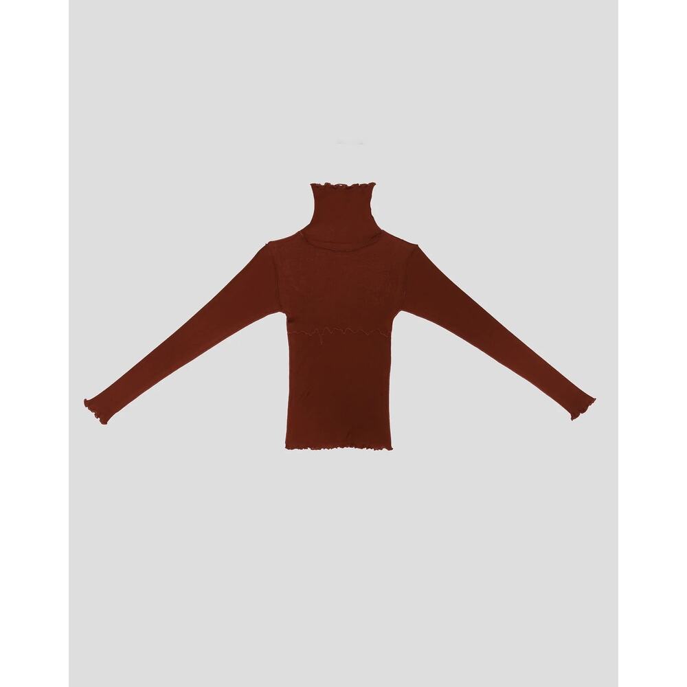 Baserange Tabbys Star Long Sleeve Turtleneck Tee Shirt Medium Burned Pomegranate - Picture 10 of 16